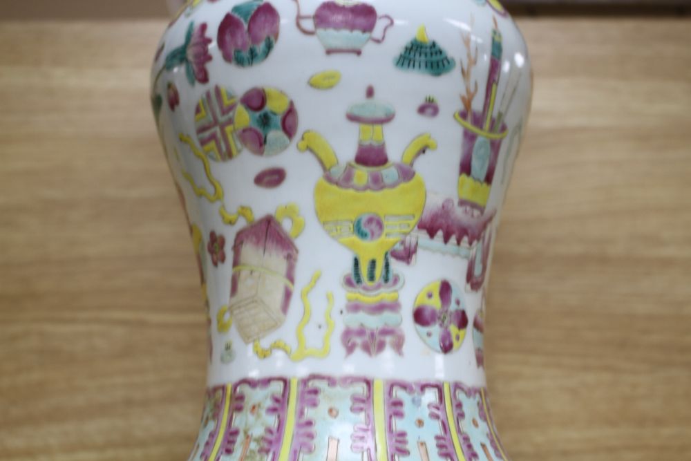 A Chinese famille rose hundred antiques vase, 19th century,